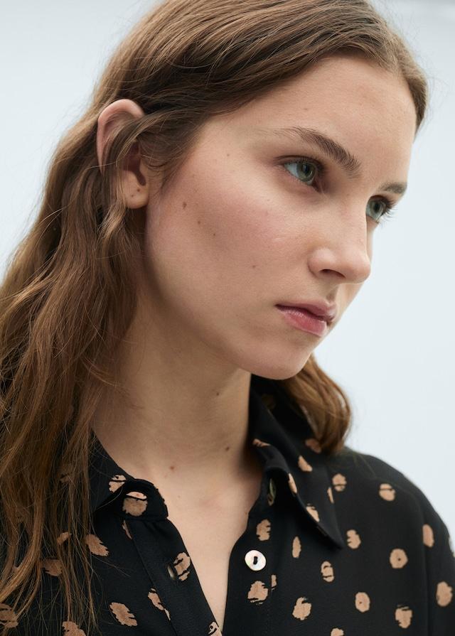 Mango Polka-Dots-Hemdblusenkleid Mit Knotendetail