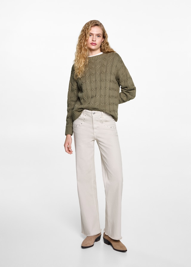 Mango Pullover Mit Zopfmuster