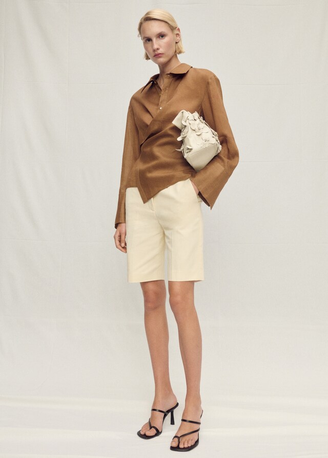 Mango Ramie-Hemd Mit Asymmetrischem Saum