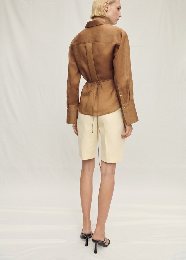 Mango Ramie-Hemd Mit Asymmetrischem Saum