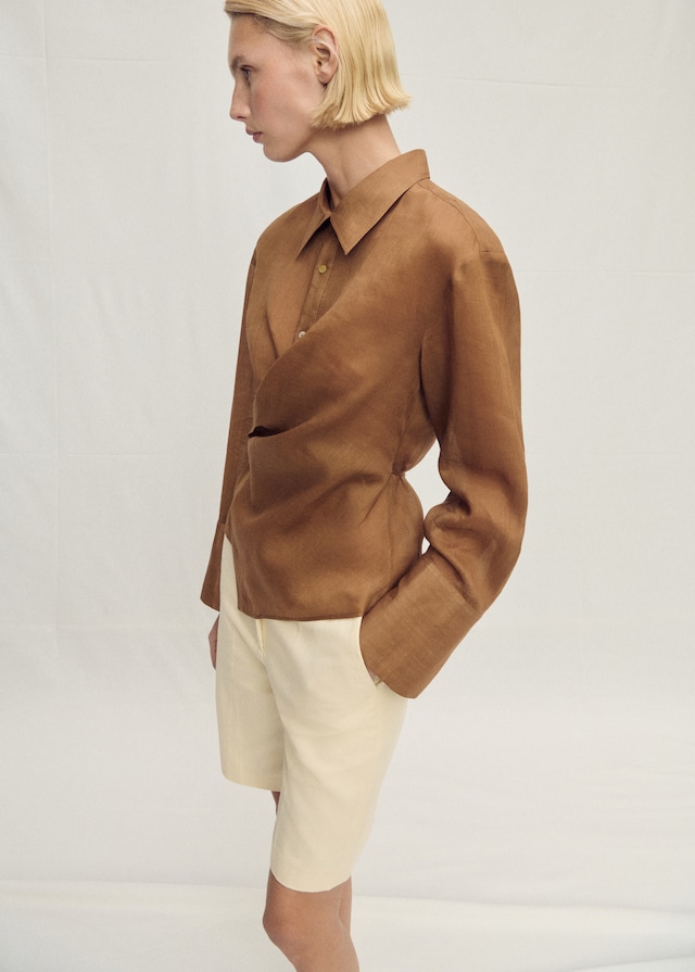 Mango Ramie-Hemd Mit Asymmetrischem Saum