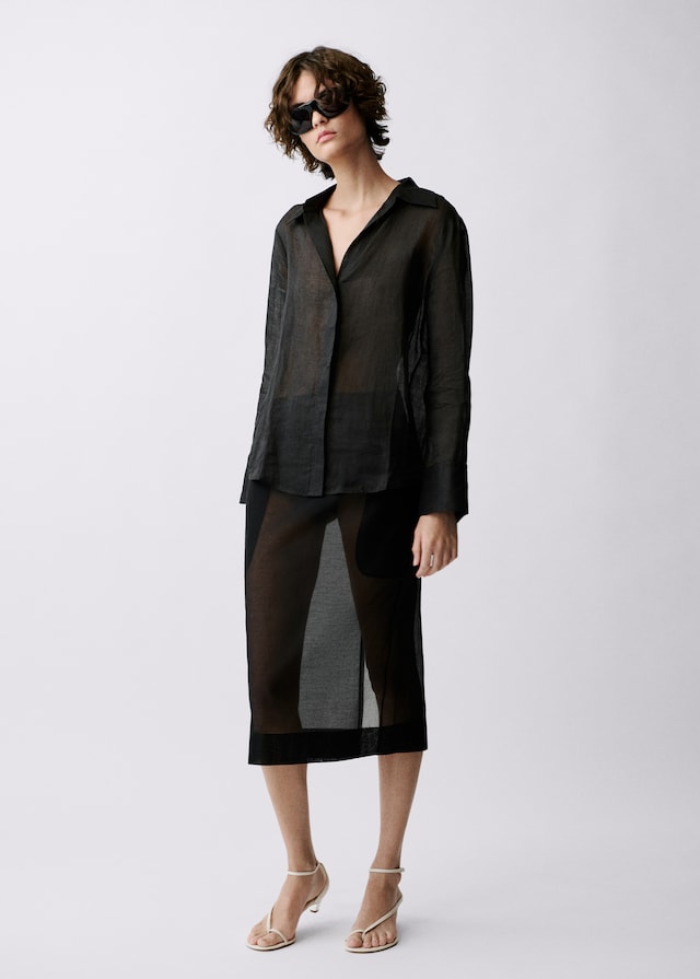 Mango Ramie-Hemd Mit Verdeckter Knopfleiste