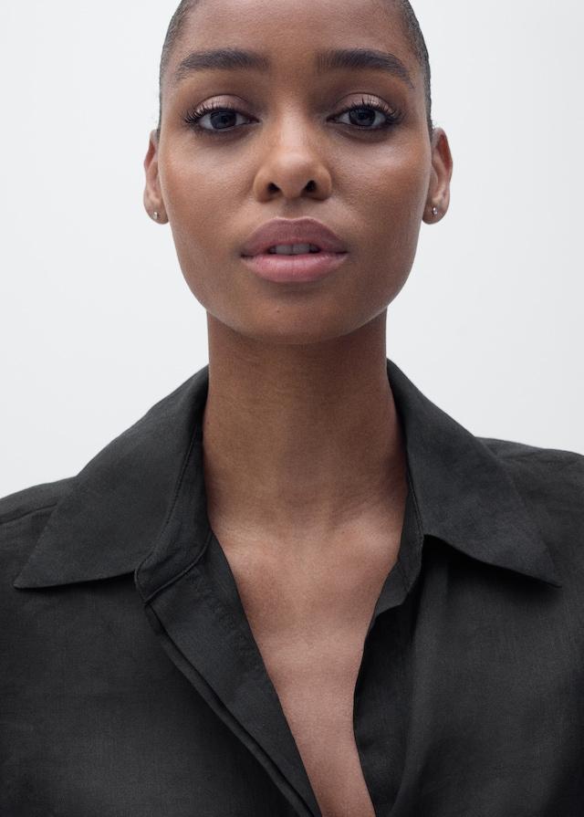 Mango Ramie-Hemd Mit Verdeckter Knopfleiste