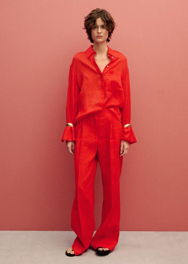 Mango Regular-Fit-Hemd Aus Ramie Mit Tasche