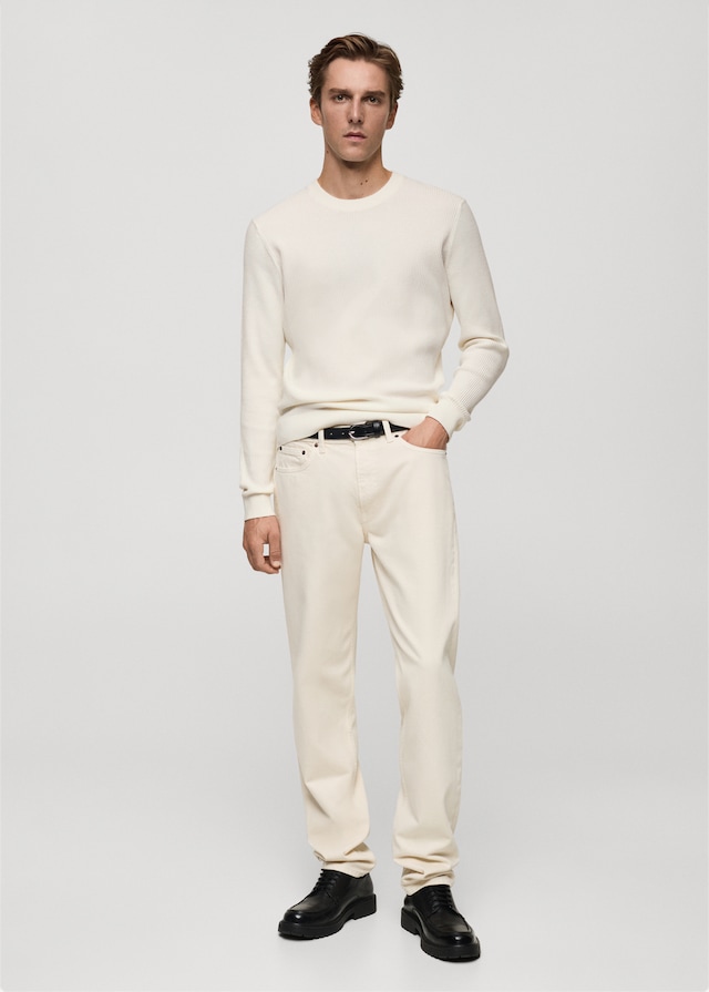 Mango Rippstrickpullover Aus Baumwolle