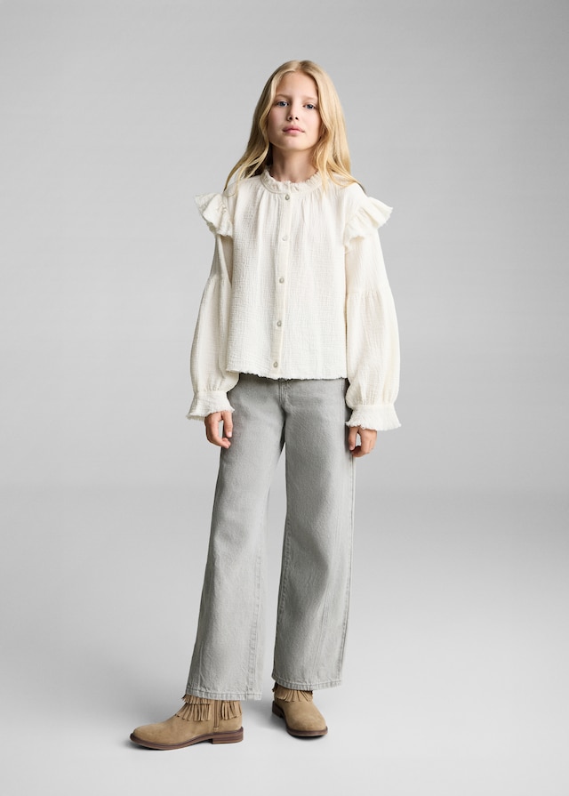 Mango Romantische Bluse Aus Kreppstoff