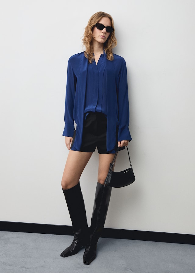 Mango Satiniertes Hemd Mit Schleife