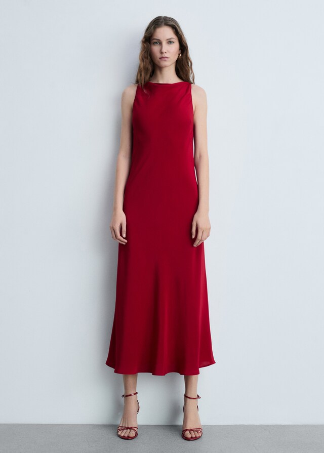 Mango Satiniertes Midi-Kleid