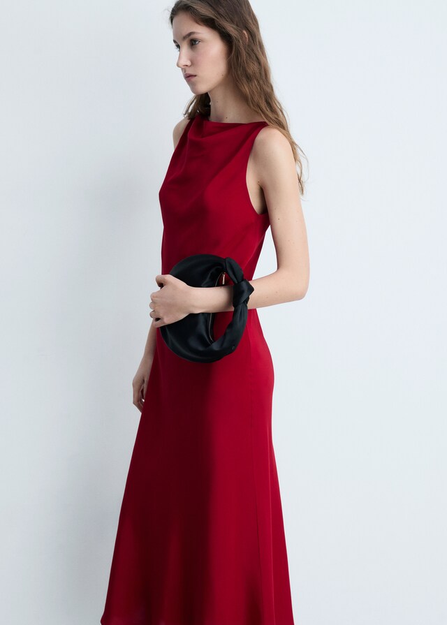 Mango Satiniertes Midi-Kleid