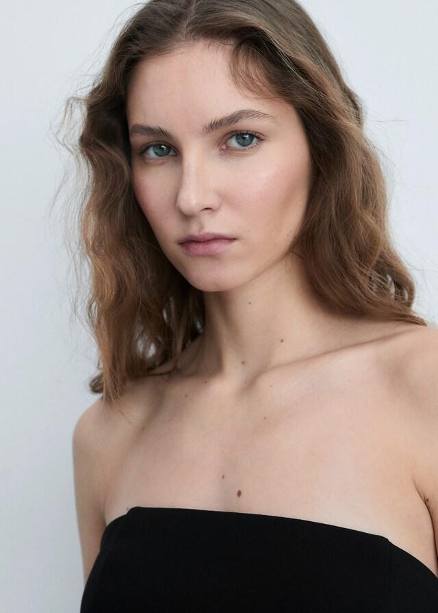 Mango Schulterfreies Kleid Im Kontrastdesign