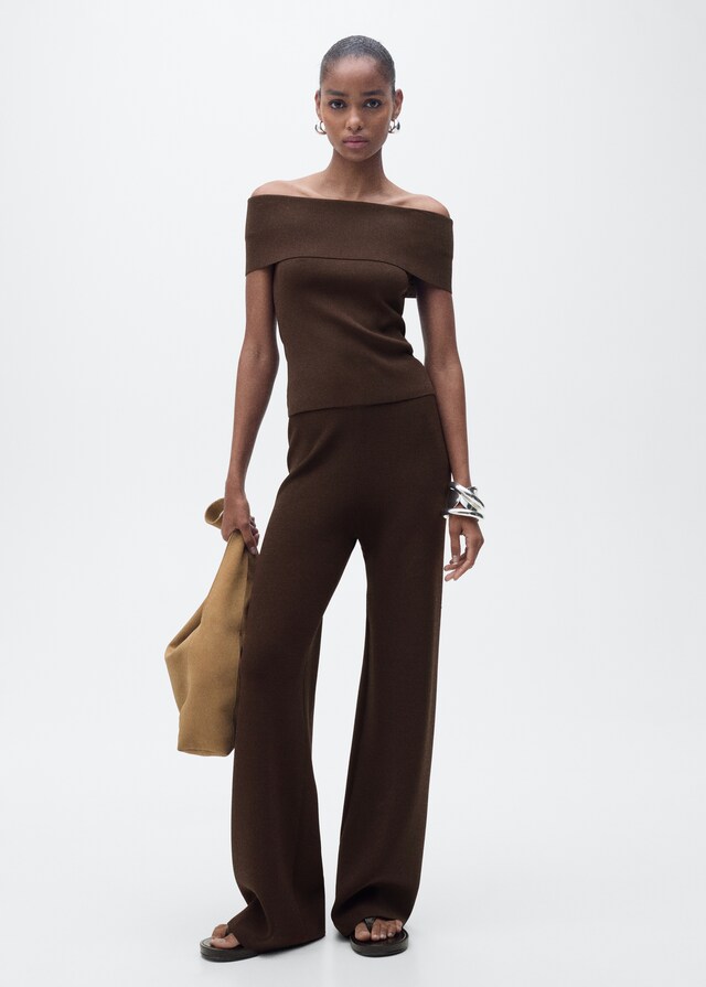 Mango Schulterfreies Stricktop