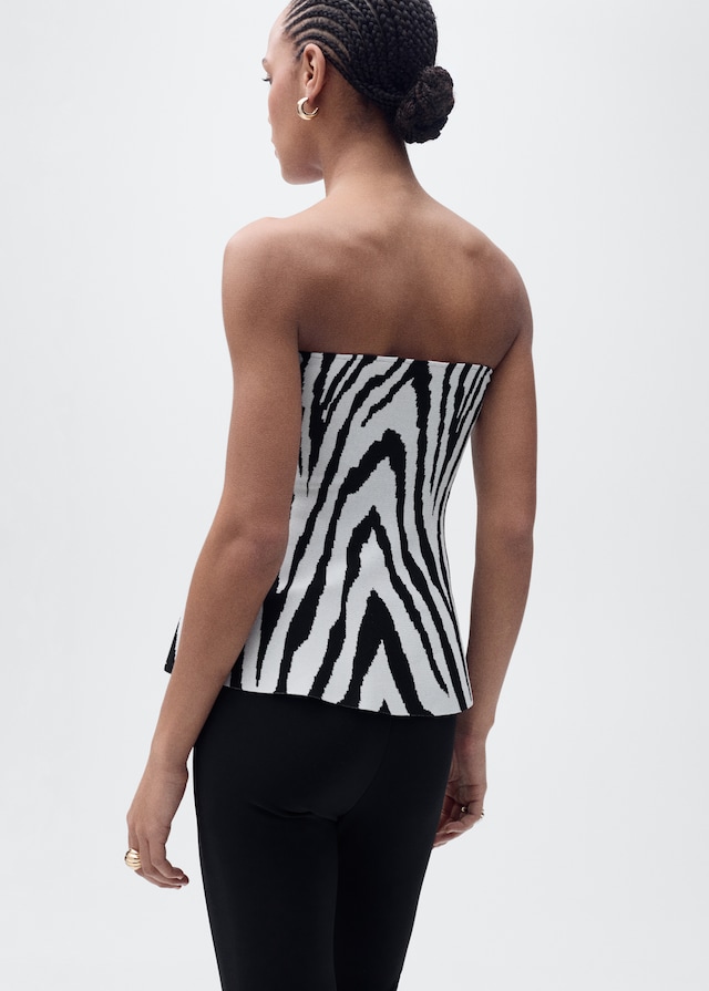 Mango Schulterfreies Stricktop