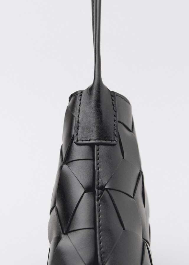 Mango Schultertasche Aus Leder In Flecht-Optik