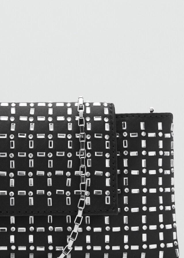 Mango Schultertasche Mit Kristallsteinen