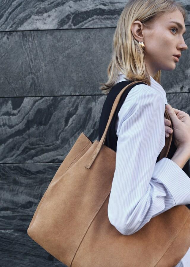 Mango Shopper-Bag aus Rauleder