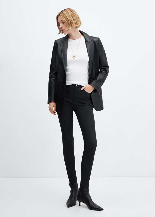 Mango Skinny Coated-Jeans Mit Hohem Bund