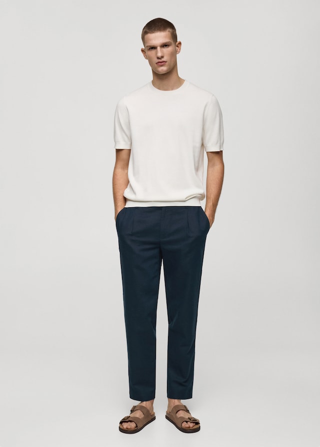 Mango Slim Fit-Leinenhose Mit Kordel