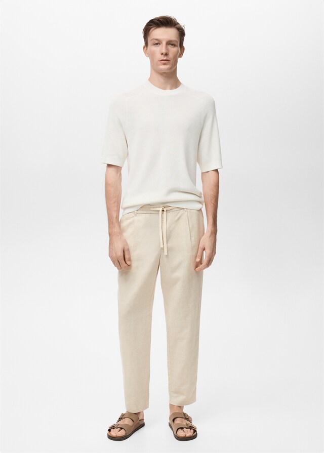Mango Slim Fit-Leinenhose Mit Kordel