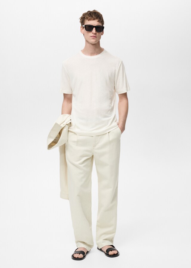 Mango Slim-Fit-T-Shirt Aus Leinen