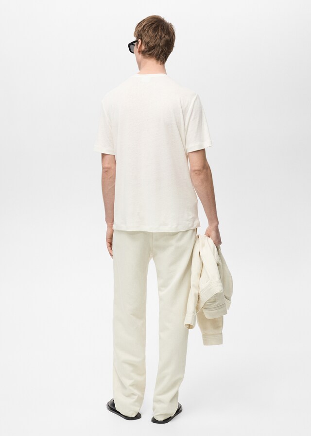 Mango Slim-Fit-T-Shirt Aus Leinen