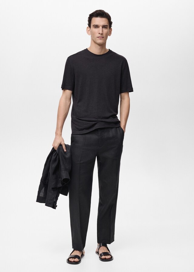 Mango Slim-Fit-T-Shirt Aus Leinen