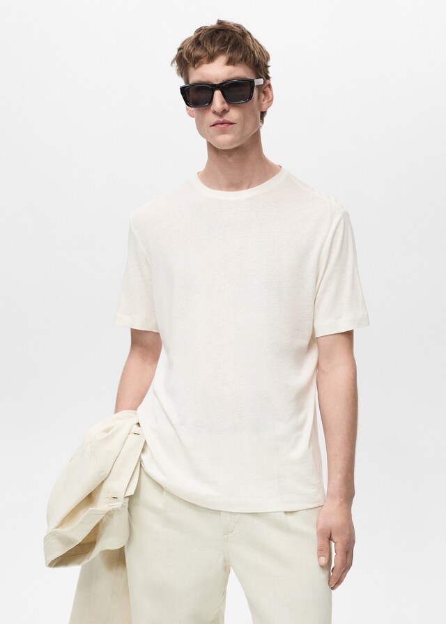 Mango Slim-Fit-T-Shirt aus Leinen