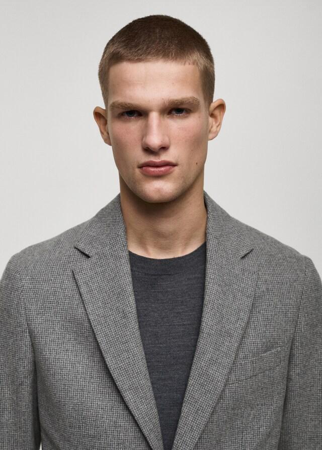 Mango Slim Fit-Wollblazer Mit Hahnentrittmuster