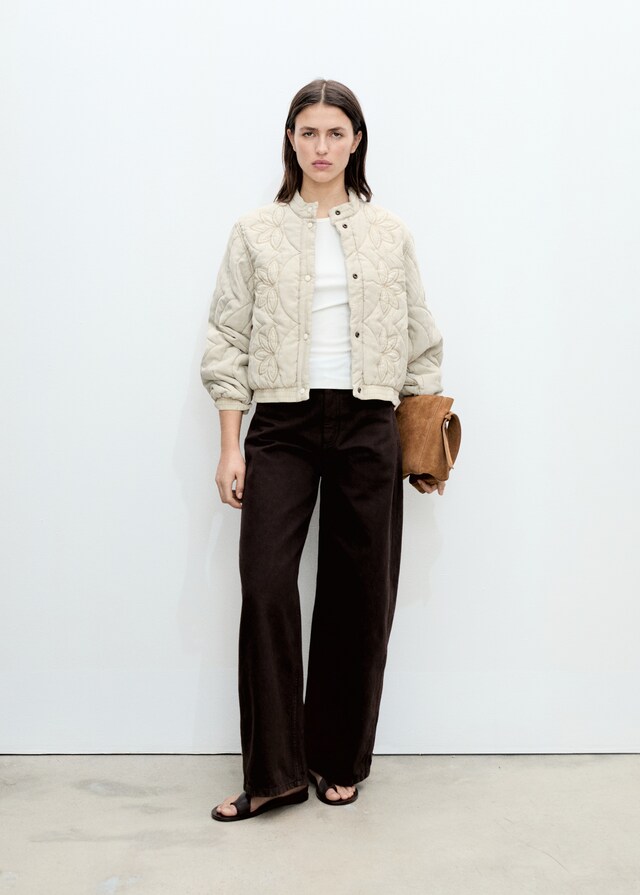 Mango Steppjacke Mit Blumenstickerei