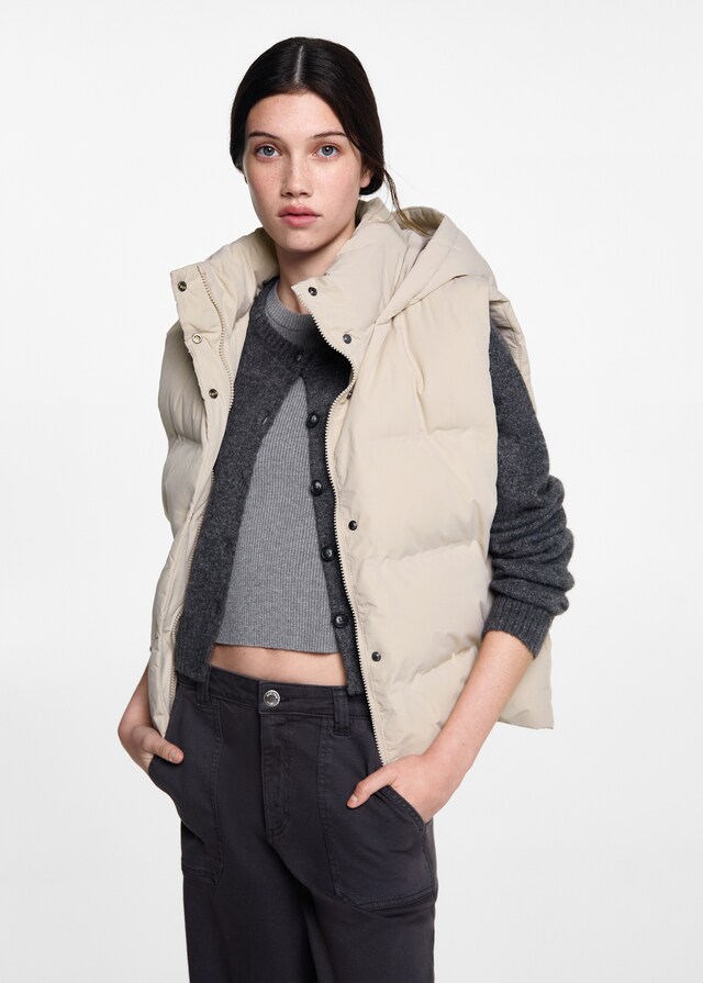 Mango Steppweste mit Kapuze