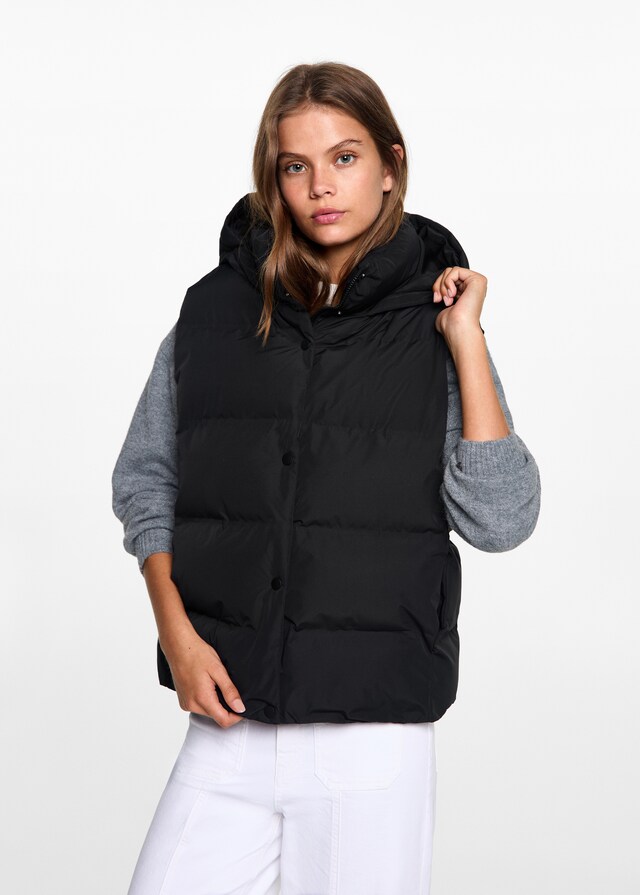 Mango Steppweste mit Kapuze