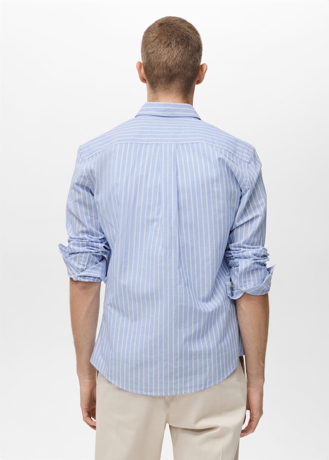 Mango Streifenhemd Aus Baumwolle Mit Leinen