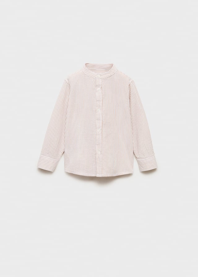 Mango Streifenhemd Mit Mao-Kragen