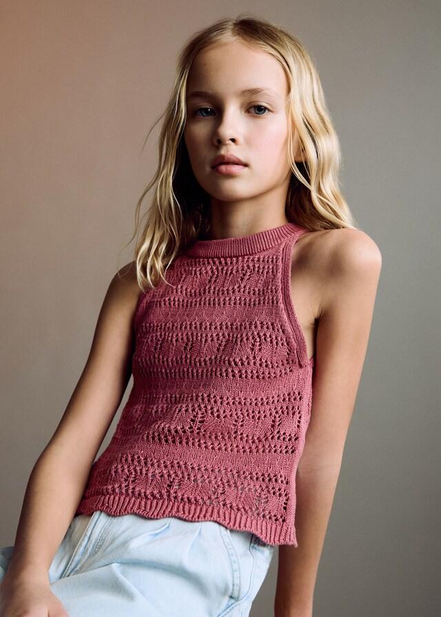 Mango Strick-Top aus Baumwolle mit Lochmuster