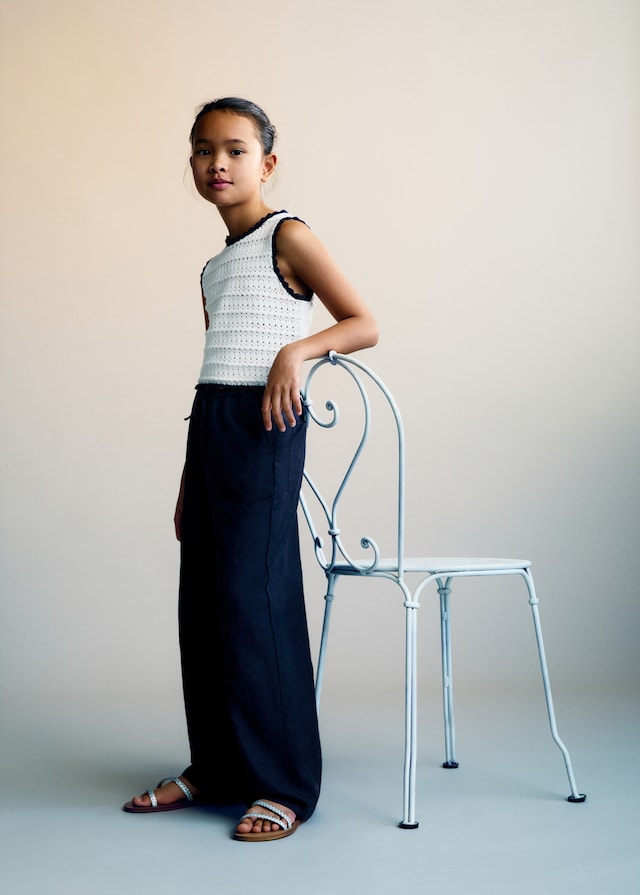 Mango Strick-Top Mit Kontrastabschlüssen