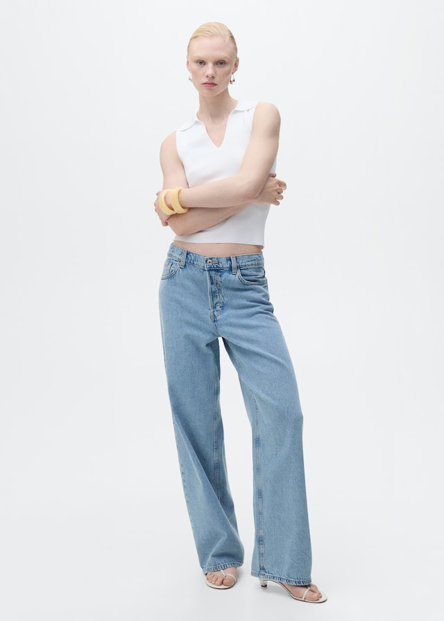 Mango Strick-Top Mit Poloshirt-Kragen