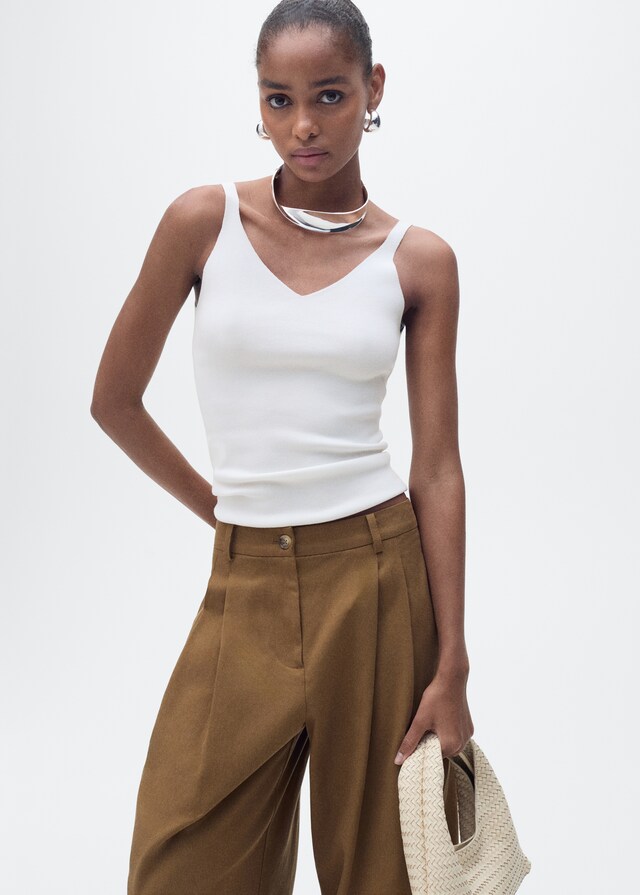 Mango Strick-Top mit V-Ausschnitt