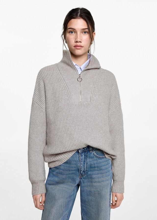 Mango Strickpullover mit Troyerkragen