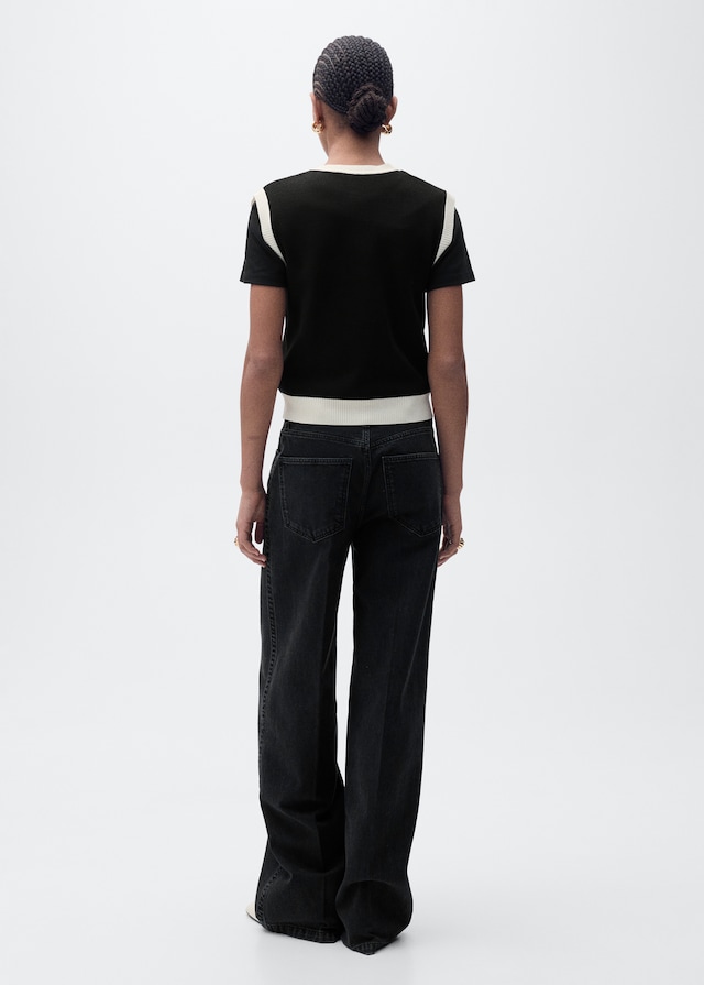 Mango Strickweste Mit Kontrastborten