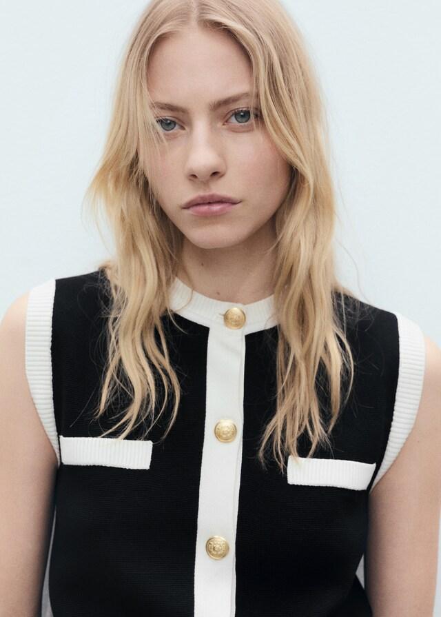 Mango Strickweste mit Kontrastborten