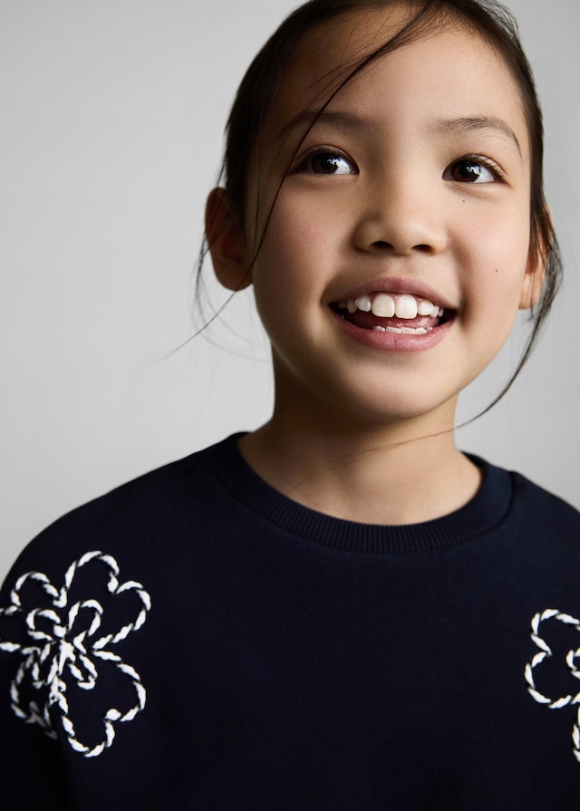 Mango Sweatshirt Baumwolle Mit Gestickten Blumen