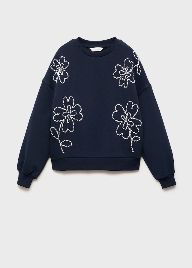 Mango Sweatshirt Baumwolle Mit Gestickten Blumen