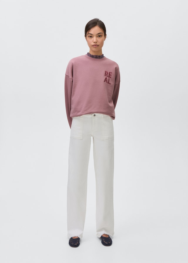 Mango Sweatshirt Mit Aufgesticktem Schriftzug