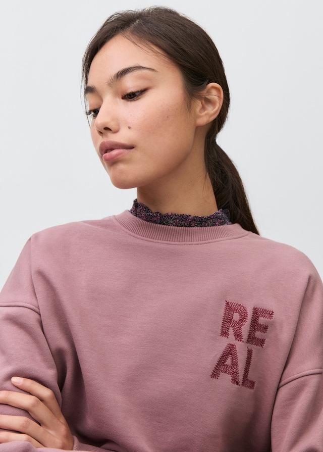 Mango Sweatshirt Mit Aufgesticktem Schriftzug
