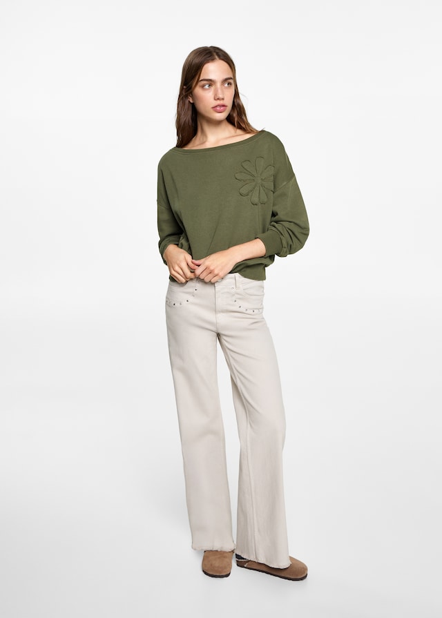 Mango Sweatshirt Mit Floraler Stickerei