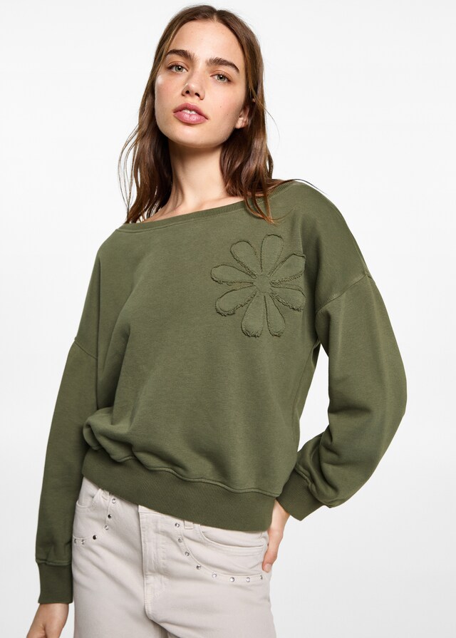 Mango Sweatshirt mit floraler Stickerei