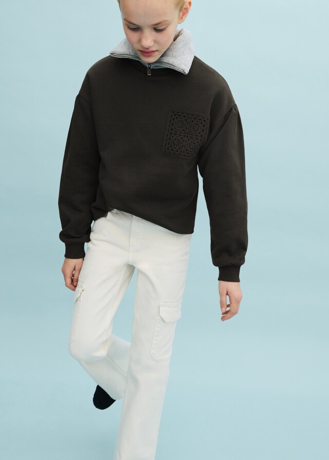 Mango Sweatshirt mit Häkel-Detail