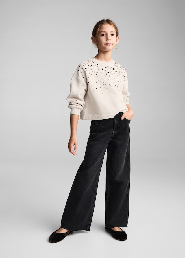 Mango Sweatshirt Mit Perlenbesatz
