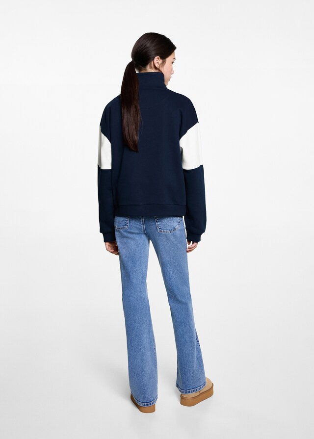 Mango Sweatshirt Mit Zip Und Schriftzug