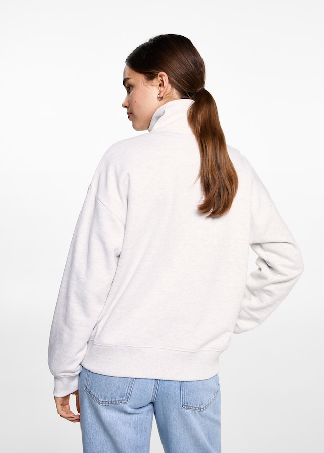 Mango Sweatshirt Mit Zip Und Schriftzug