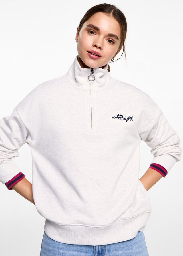 Mango Sweatshirt mit Zip und Schriftzug